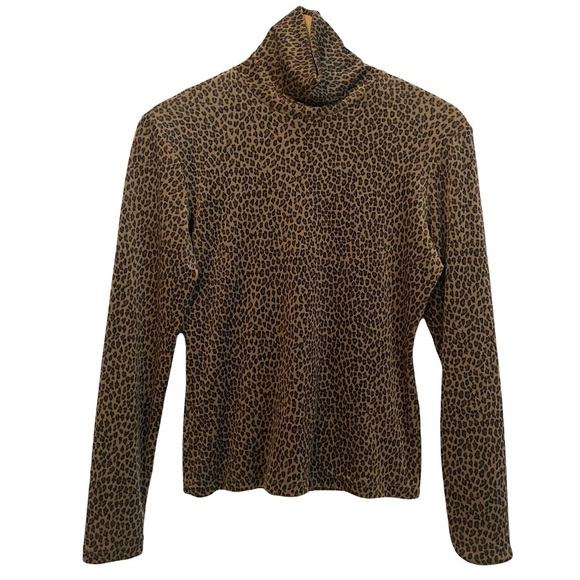 SNO SKINS Turtleneck Long Sleeve Leopard Velvet Mesh Women’s S 90’s Ski - Picture 1 of 6